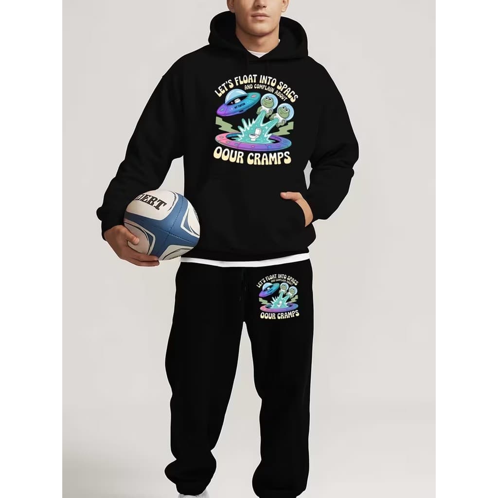 Conjunto Moletom Canguru Masculino Alienigena Blusa De Frio + Calça Moletom Estampados Unissex Outono/Inverno