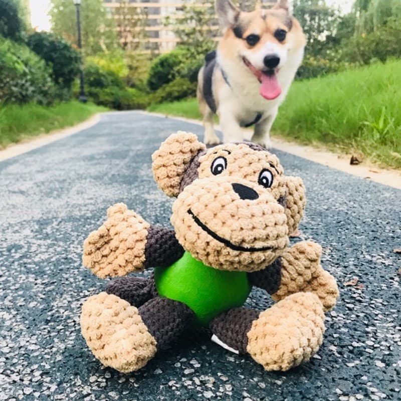 Brinquedo para cachorro voz pelúcia Molar resistente à mordida bola de brinquedo filhote de cachorro Corgi Teddy Pomeran