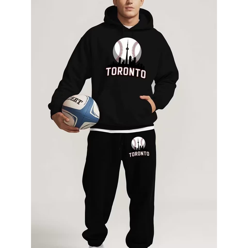 Conjunto Moletom Canguru Masculino Toronto Blusa De Frio + Calça Moletom Estampados Unissex Outono/Inverno