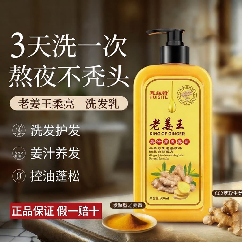 Velho gengibre rei shampoo hidratante limpeza profunda controle de óleo fofo Anti-caspa shampoo suco de gengibre shampoo