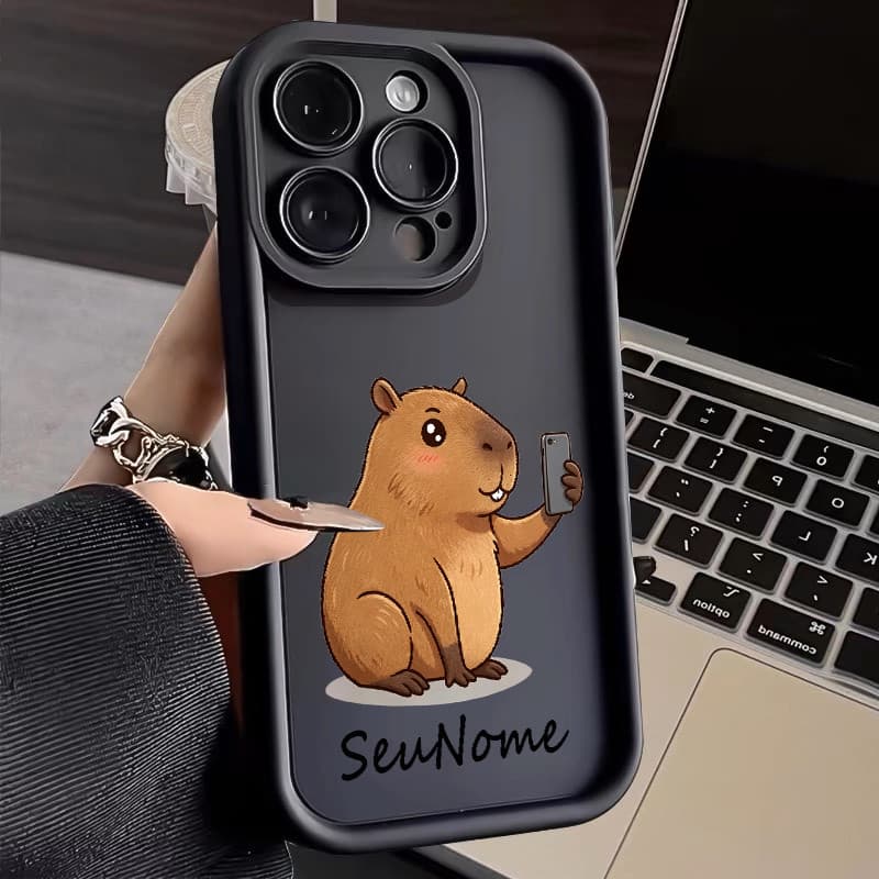 Capinha celular personalizado Capivaras brincando com seus celulares para Samsung A14 A23 A03 A13 A04 A05 A05S A72 Case