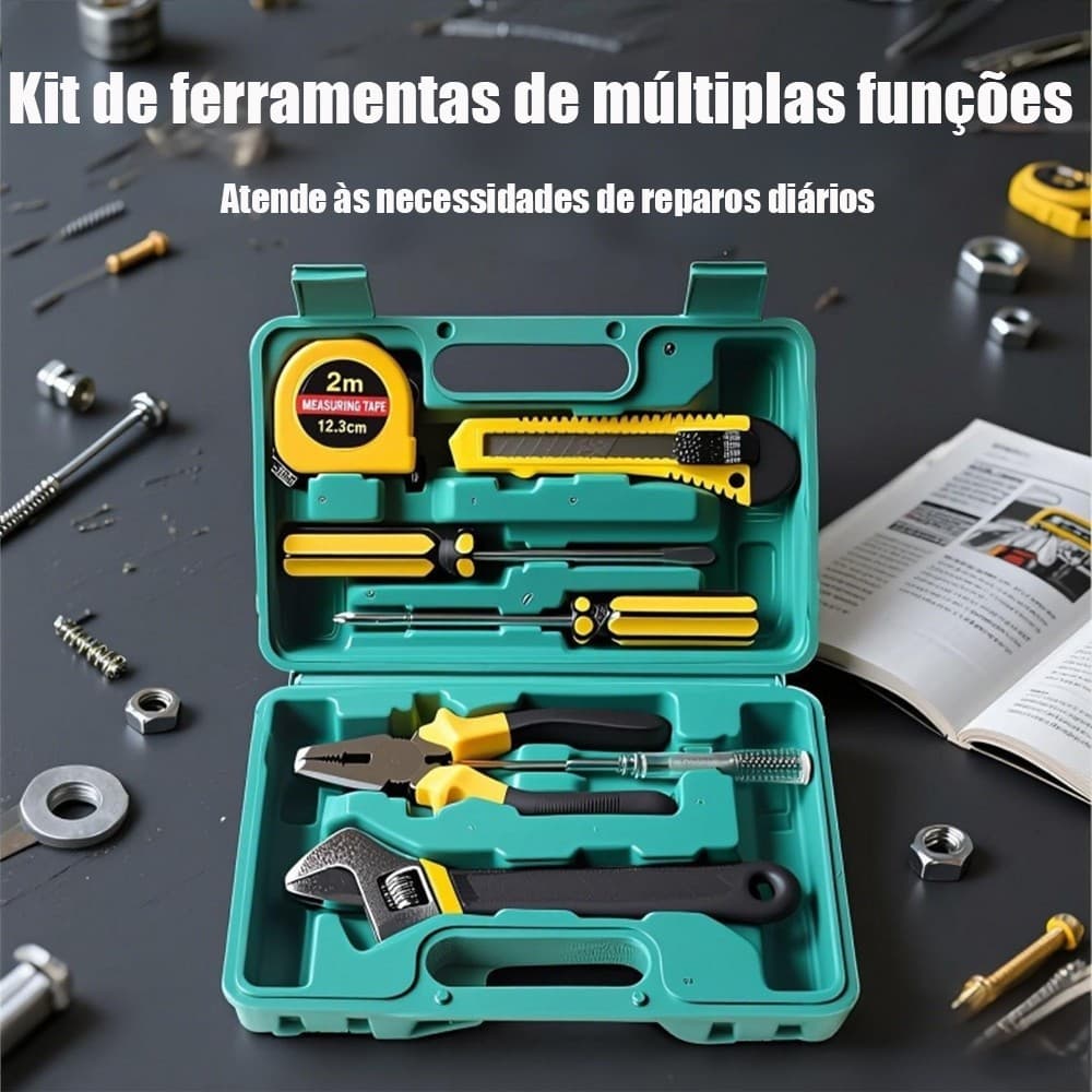 Kit de Ferramentas Domésticas Completo 8 Peças – Kit de Ferragem para Reparos Residenciais