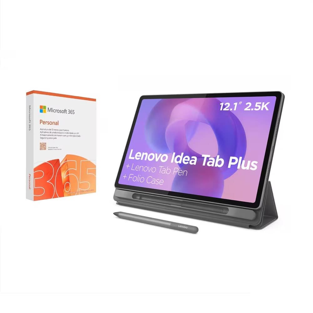 Tablet Idea Tab Plus 12.1 Polegadas Android 15 256GB + Microsoft 365 Personal Lenovo
