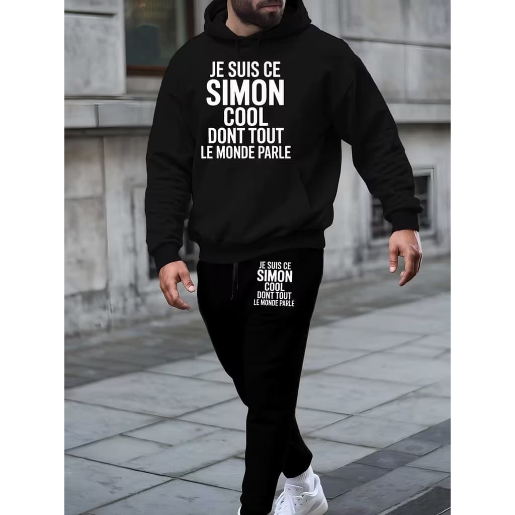 Conjunto Moletom Canguru Masculino Simon Blusa De Frio + Calça Moletom Estampados Unissex Outono/Inverno