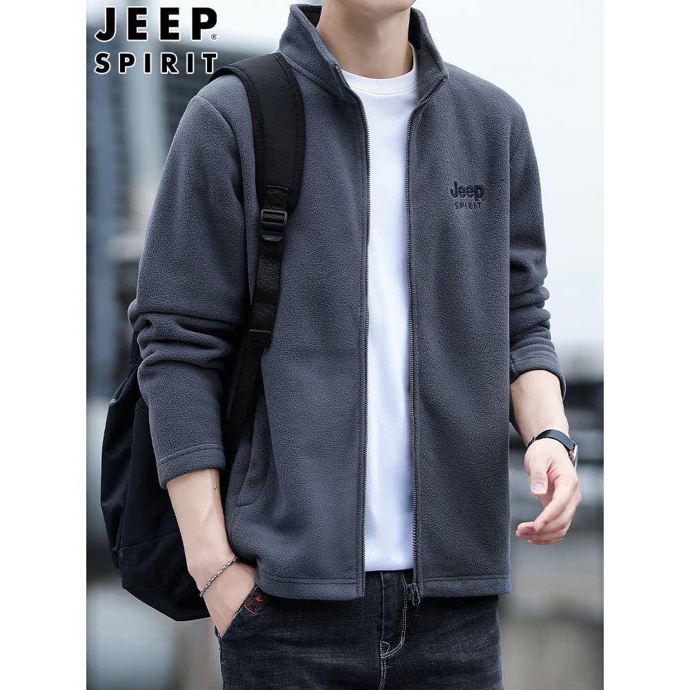 Jeep jaqueta masculina outono inverno novo estilo Cardigan moletom solto tamanho grande lã masculina gola alta jaqueta d