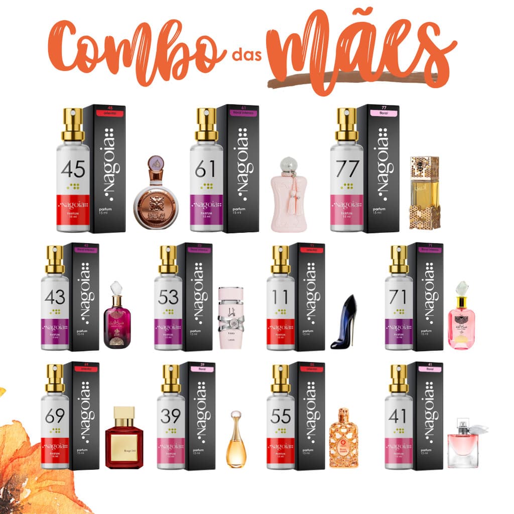 3 Perfumes Femininos Árabes e Importados de 15ml Nagoia - Alta Fixação Presente Dia Das Mães  - KIT