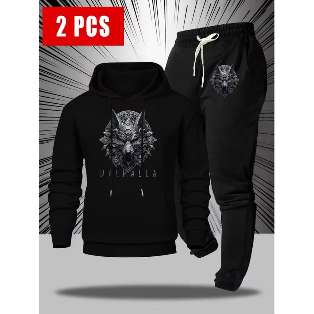 Conjunto Moletom Canguru Masculino Alfa Blusa De Frio + Calça Moletom Estampados Unissex Outono/Inverno