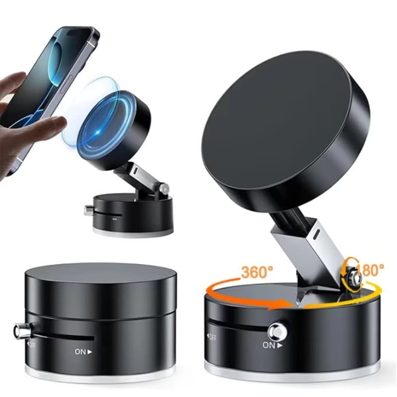 360 ° Rotação Vácuo Dupla Face Ventosa Magnética Suporte Do Telefone Carro Painel Celular Dobrável