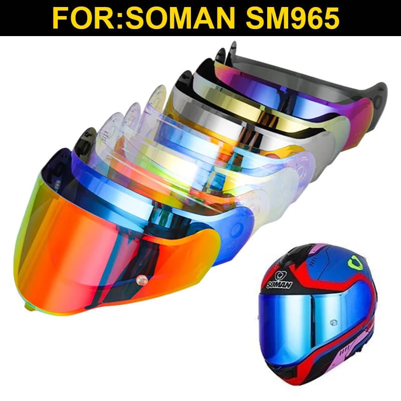 Viseira para Capacete de Motocicleta SOMAN SM965 965, Alta Resistência, Proteção UV, Lentes, Acessórios para Moto Cascos