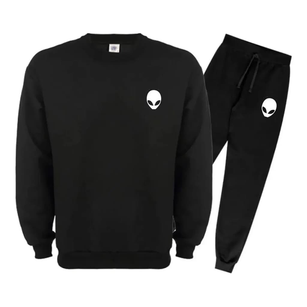 Conjunto Moletom Careca Masculino Alien Blusa De Frio + Calça Moletom Estampados Unissex Outono/Inverno