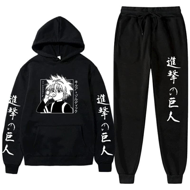 Conjunto Moletom Canguru Masculino Anime Hunter Blusa De Frio + Calça Moletom Estampados Unissex Outono/Inverno