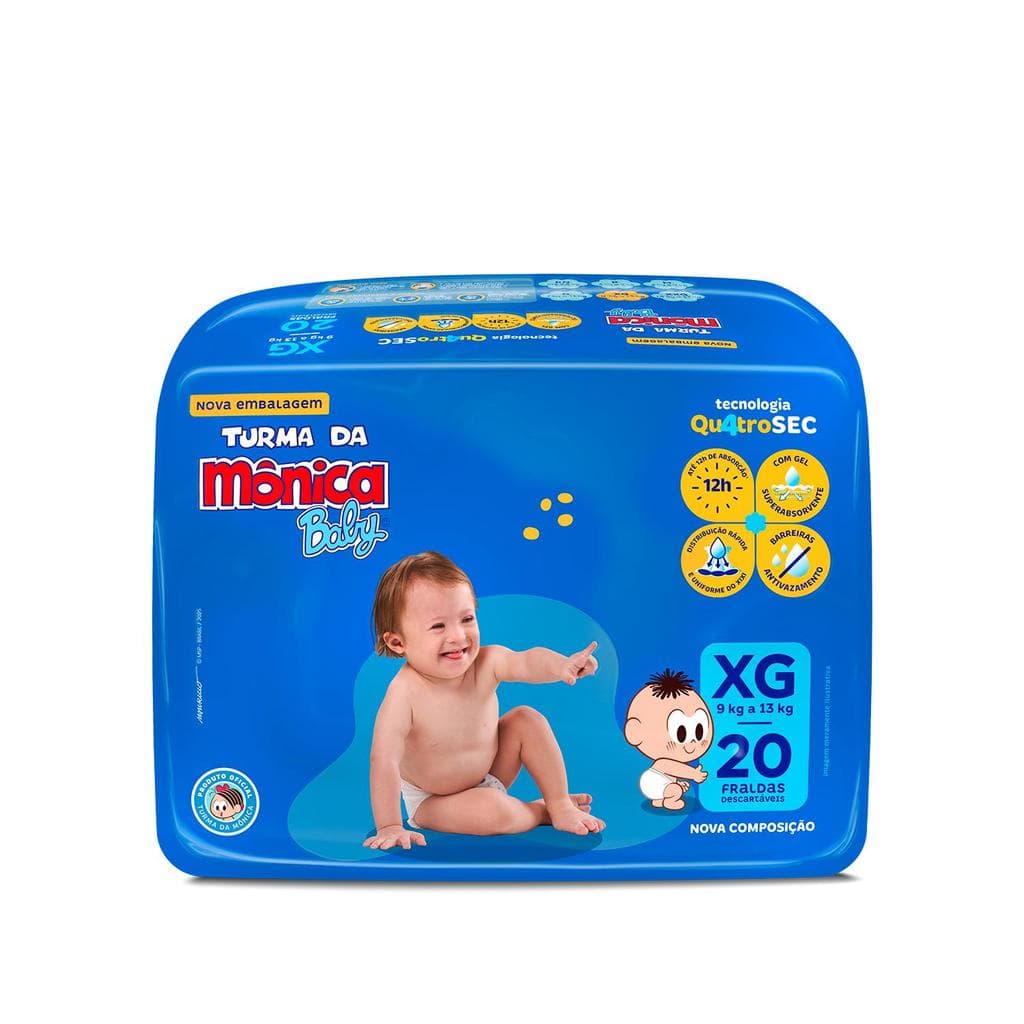 Fralda Turma da Mônica Baby Jumbo XG com 20un