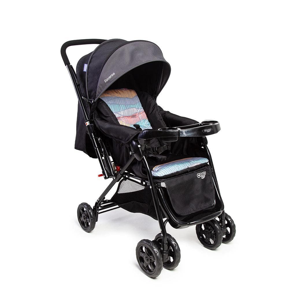 Carrinho de Bebê Cosco Kids Reverse 0-15kg Aça Reversível Passeio Preto Onda