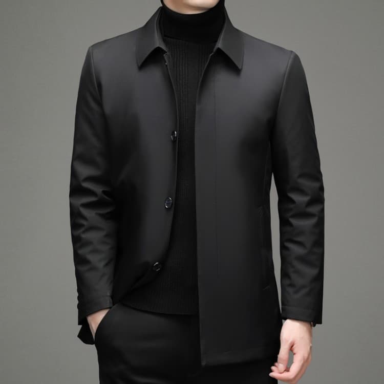 Inverno Casual lapela pato branco para baixo jaqueta masculina engrossado solto quente jaqueta masculina pai usar forro 