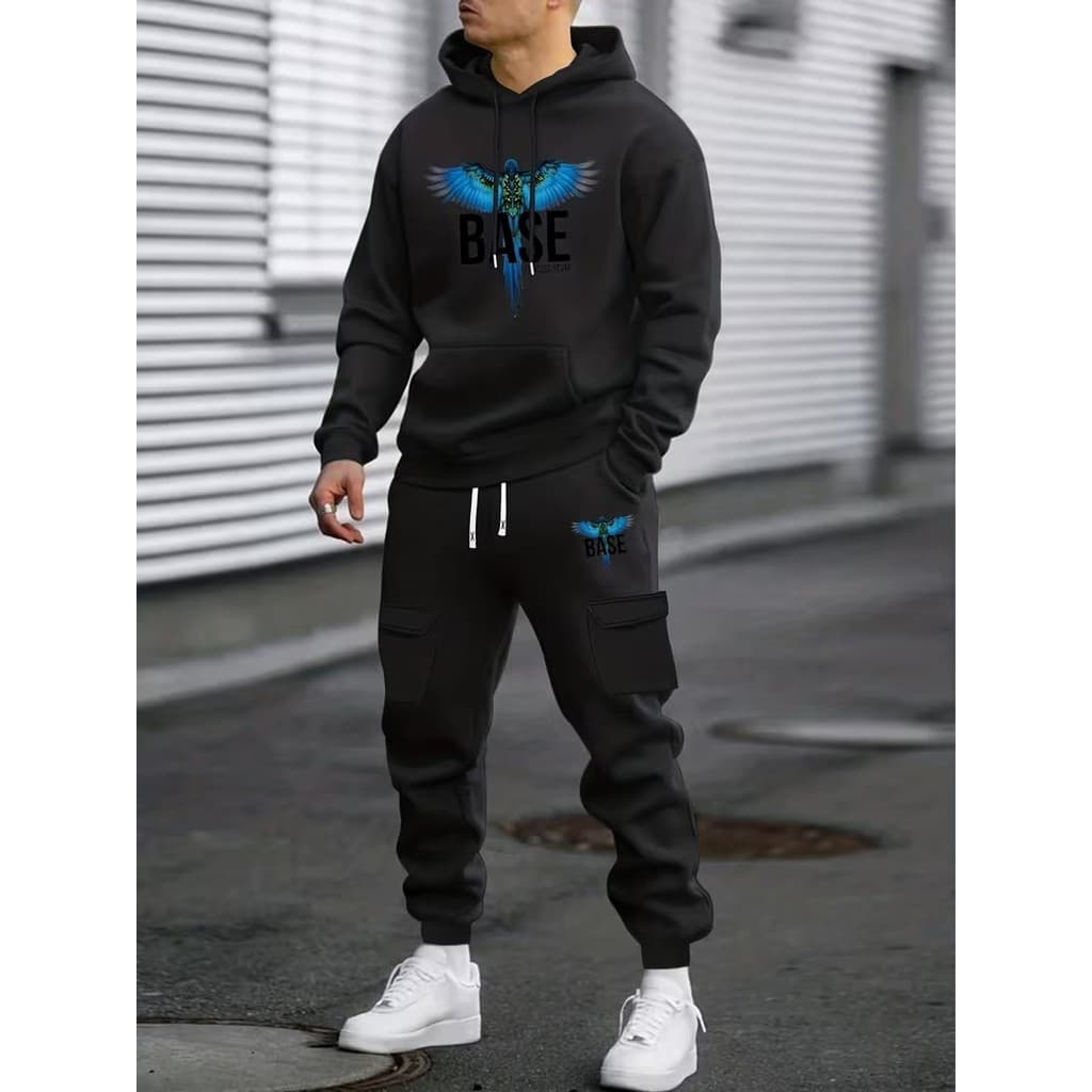 Conjunto Moletom Canguru  Masculino Minha base Blusa De Frio + Calça Moletom Estampados Unissex Outono/Inverno
