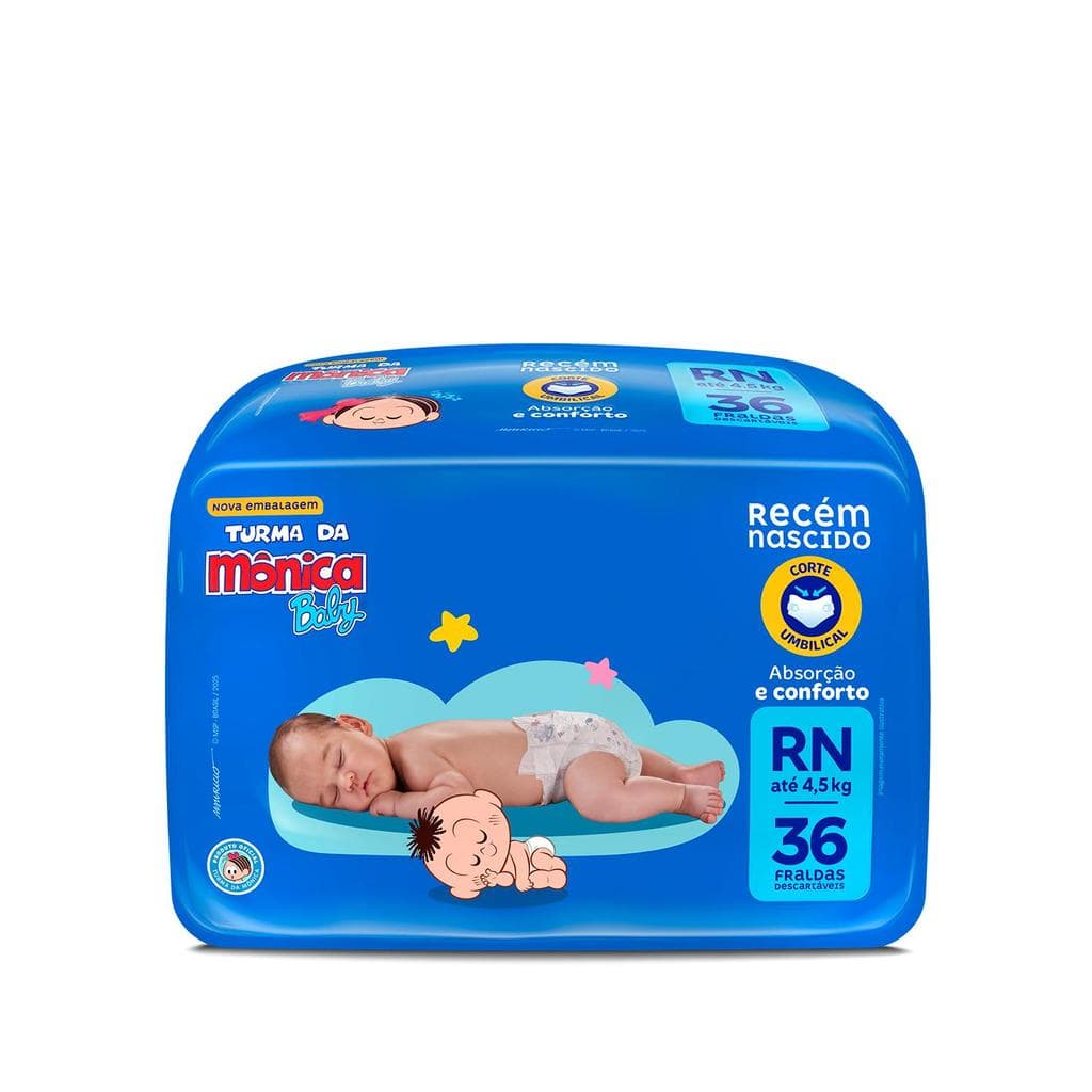 Fralda Turma da Mônica Baby Jumbo RN com 36un