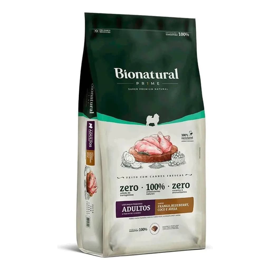 Ração Para Cachorro Prime Adulto Cães Raças Pequenas15kg Bionatural Sabor Frango