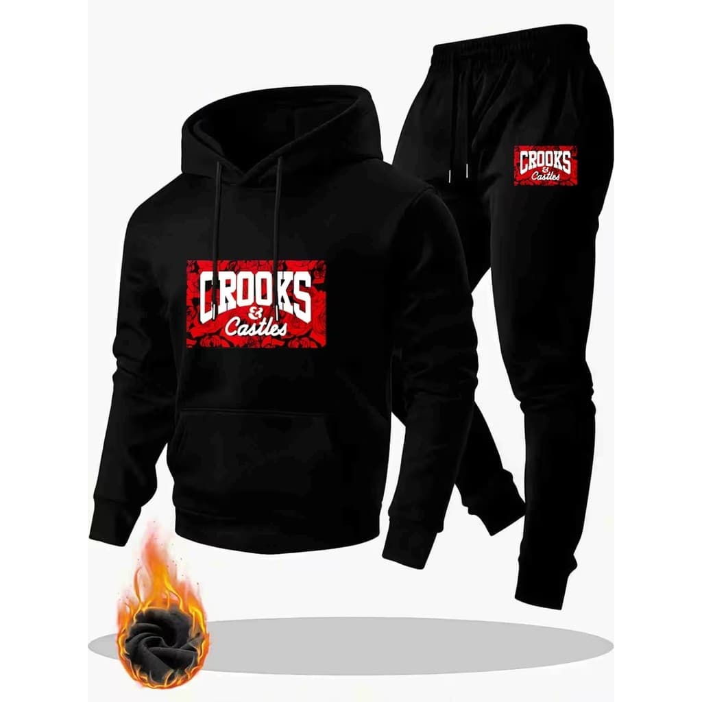 Conjunto Moletom Canguru Masculino Croks castles Blusa De Frio + Calça Moletom Estampados Unissex Outono/Inverno