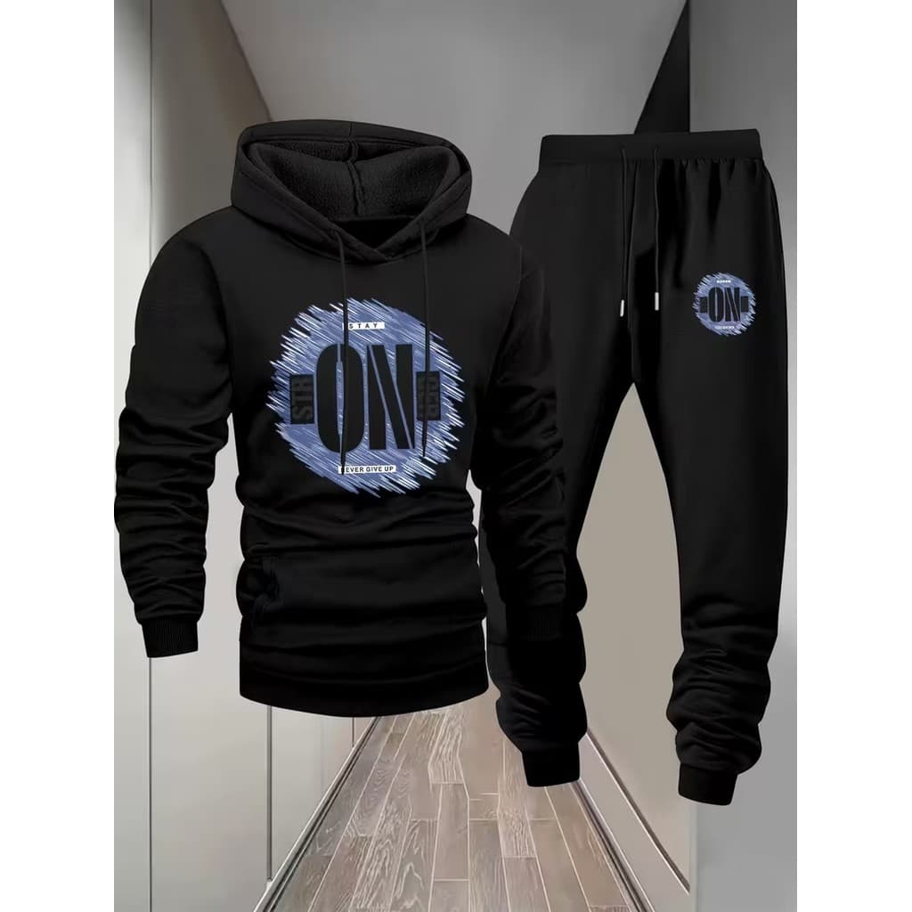 Conjunto Moletom Canguru Masculino ON Blusa De Frio + Calça Moletom Estampados Unissex Outono/Inverno