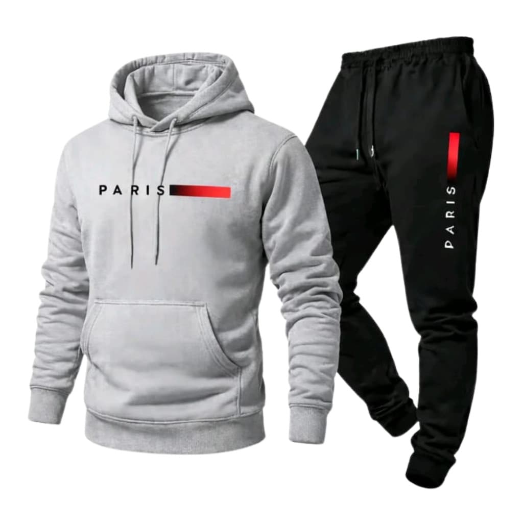 Conjunto Moletom Masculino Cinza Com Capuz + Calça Jogger Estilo Streetwear Inverno Confortável