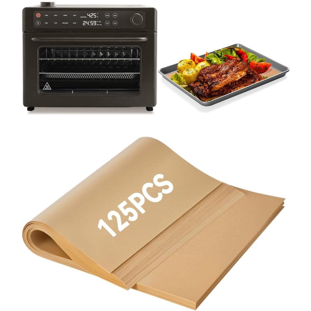 125 unidades de Papel Manteiga para Air Fryer Compatível com o Nosso Forno Digital de Bancada 8 em 1 Our Place Large Won