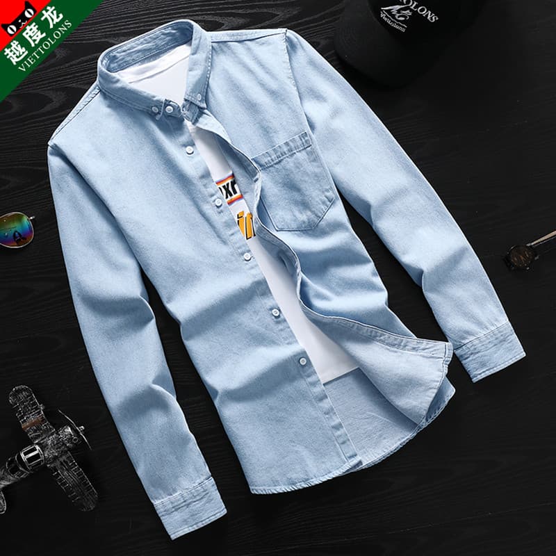 2024 novo estilo primavera denim camisa masculina de manga comprida Street Wear jaqueta jeans masculina jaqueta geral