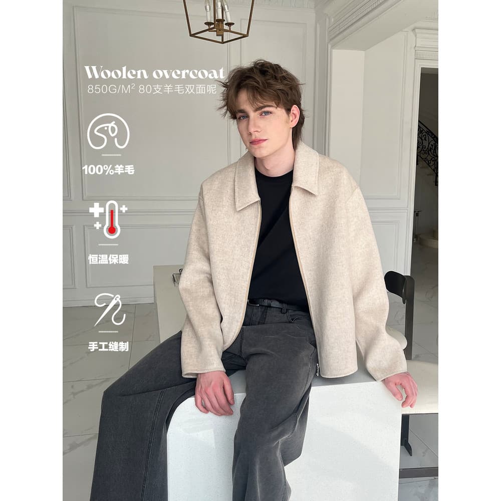 PSO Marca Masculina Feminina Dupla Face De Lã Cor Sólida Lapela Jaqueta Masculina Jaqueta De Inverno Quente Na Moda