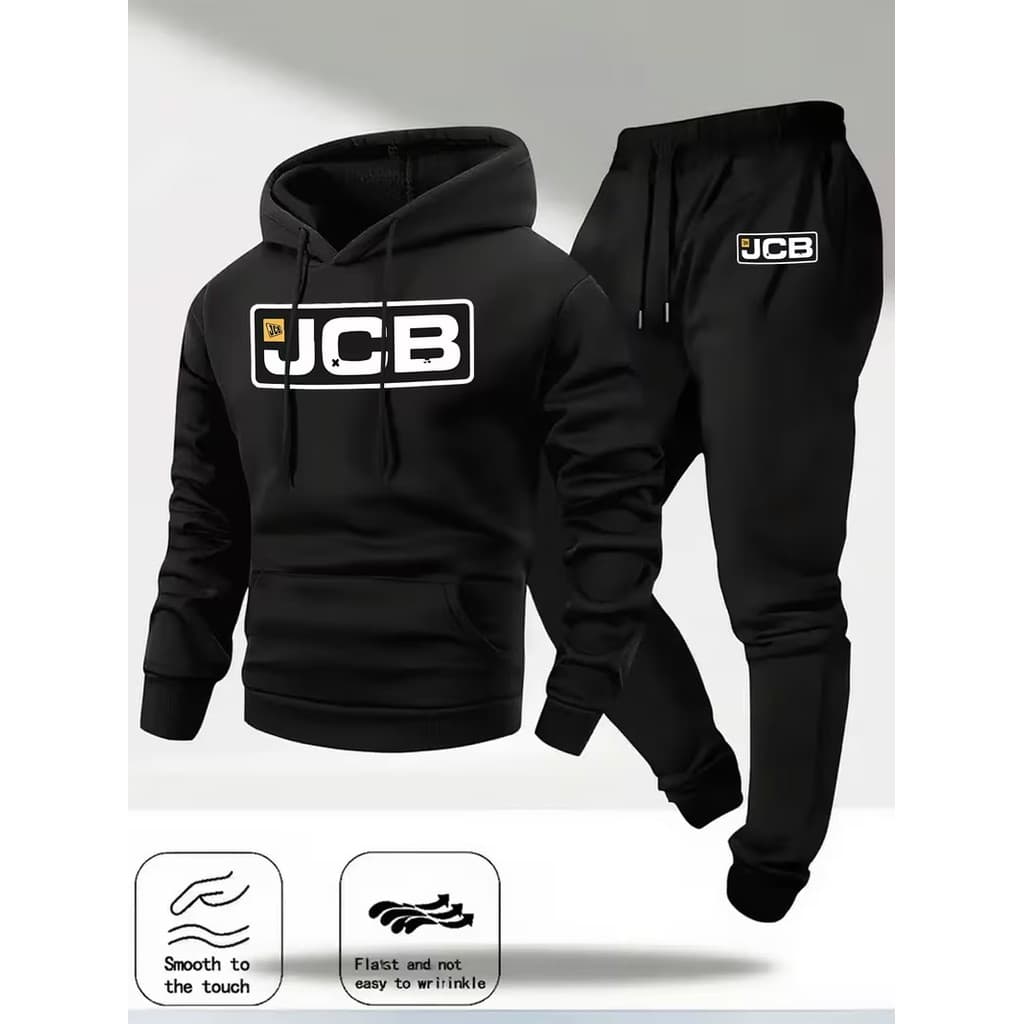 Conjunto Moletom Canguru Masculino JCB Blusa De Frio + Calça Moletom Estampados Unissex Outono/Inverno
