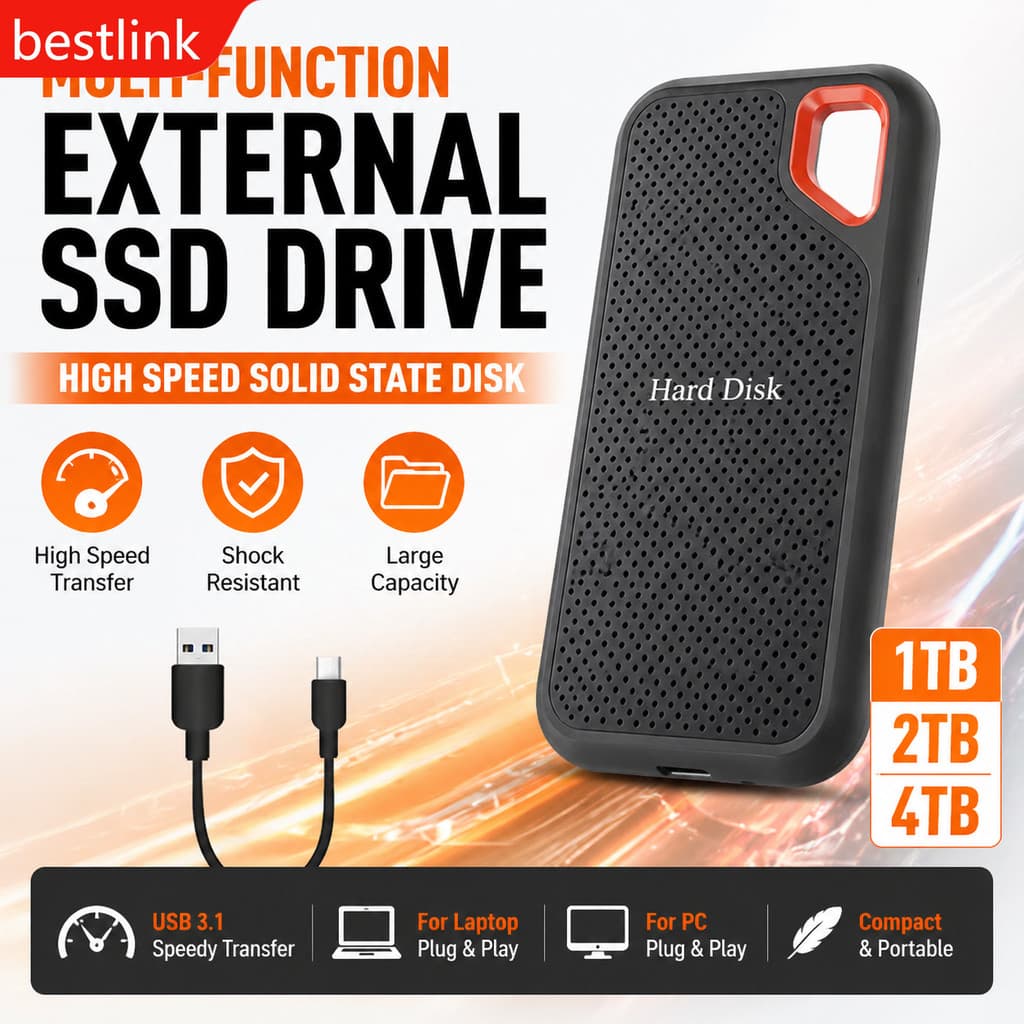 Disco Rígido Externo Portátil De Alta Velocidade SSD 4/16/64/128Tb USB 3.1 À Prova De Choque Para PC E Mac