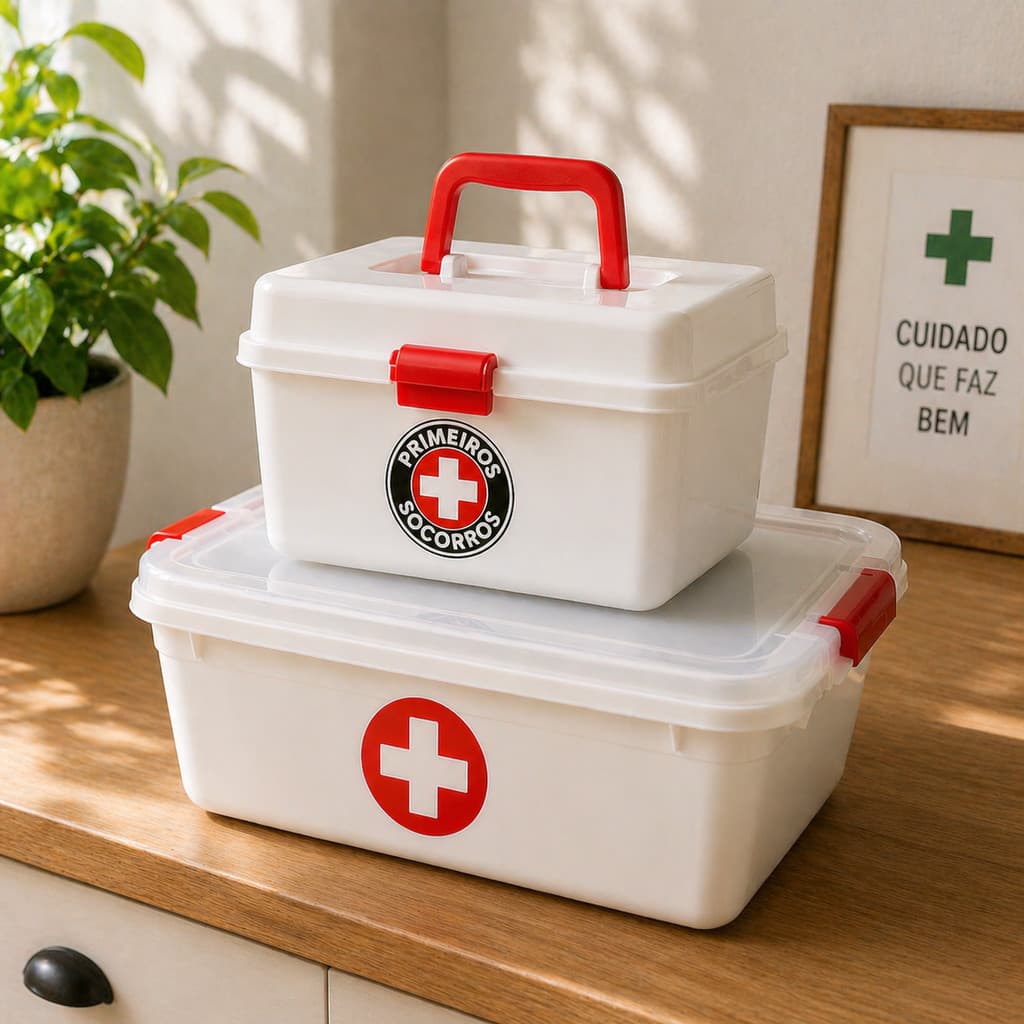 Kit Maleta Primeiros Socorros Baby Pequena e Média Caixa Organizadora para Remédios, Gazes e Itens Médicos