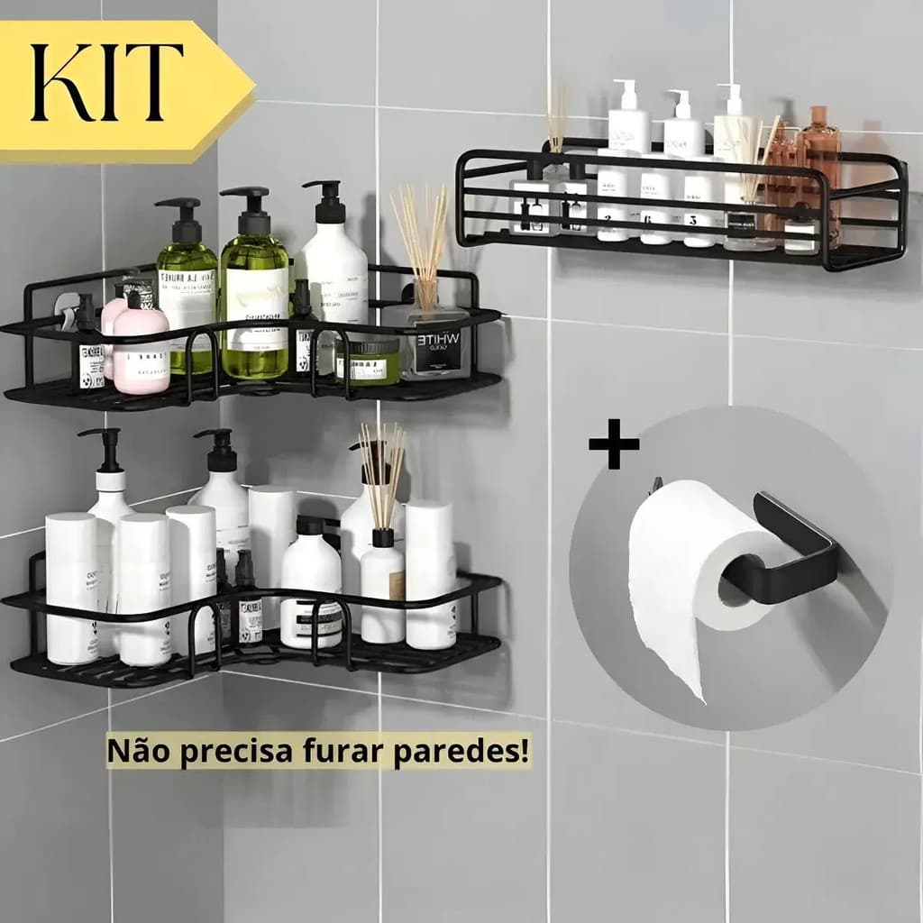 Prateleiras Suporte Com Alto Adesivos Para Parede Banheiro Cozinha Lavanderia 1/2/3 PEÇAS