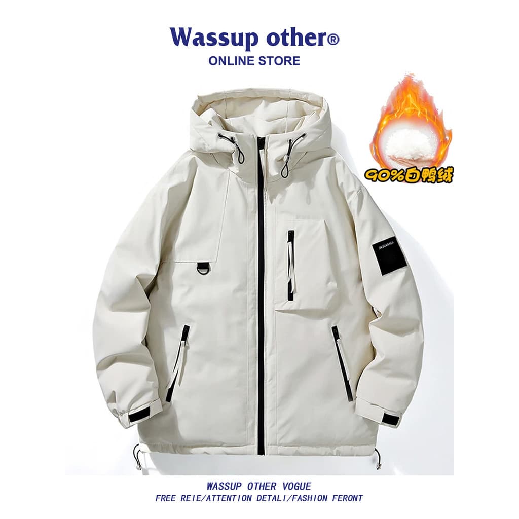 WASSUP OUTRO Workwear Jaqueta Masculina Jaqueta Engrossada de Inverno 2025 Novo Estilo Casal Jaqueta à Prova de Frio