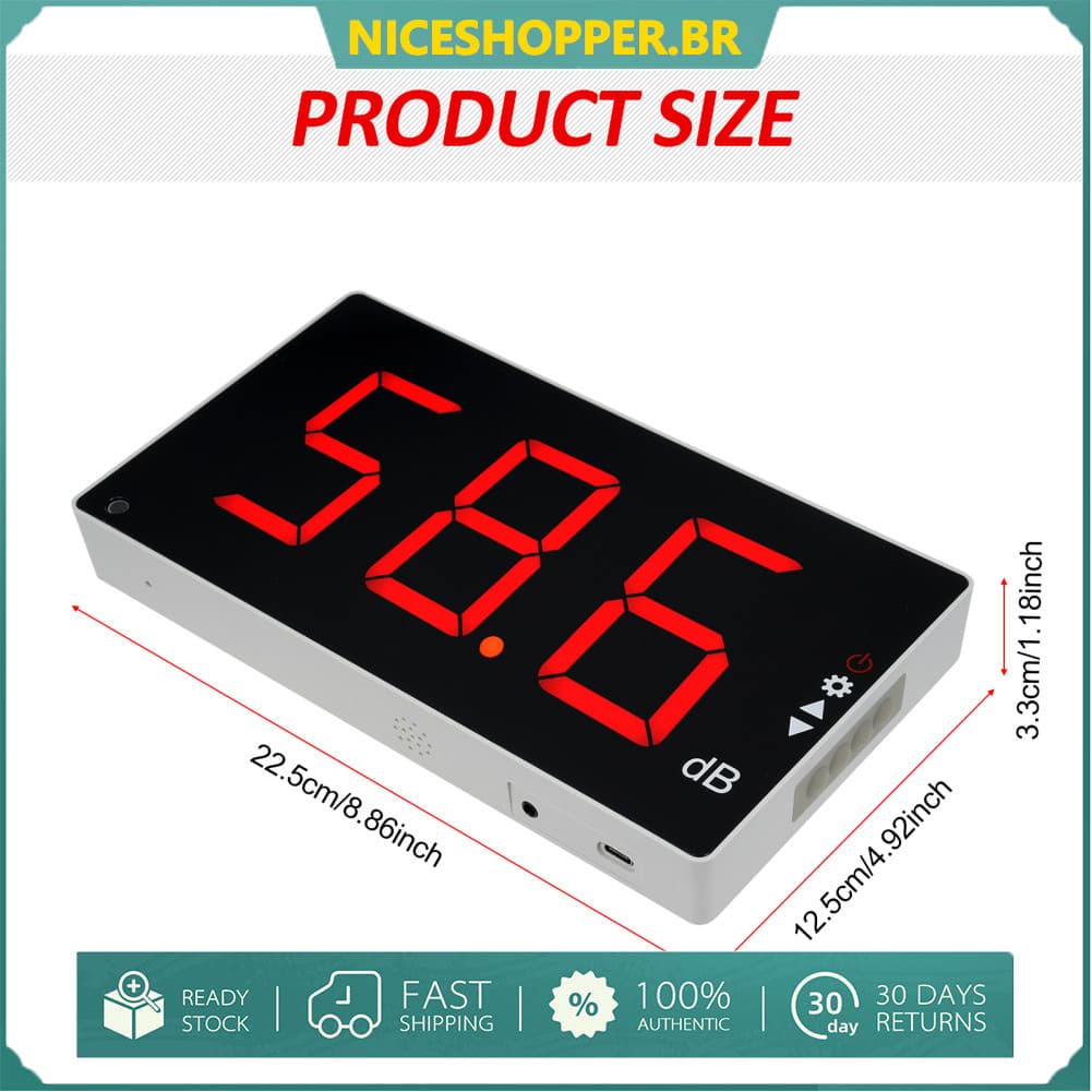 Medidor de nível de som CEPTOR 30-130dB Tela LCD grande montado na parede Digital Ruído Decibel Monitoramento Tester