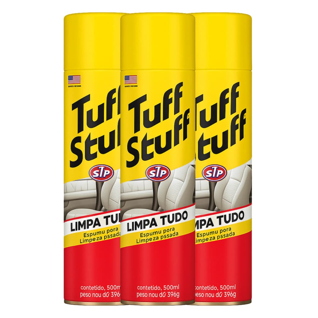 Kit 3 Tuff Stuff Espuma Limpeza Automotiva Bancos Carpetes Painéis Tapetes Interior Carro