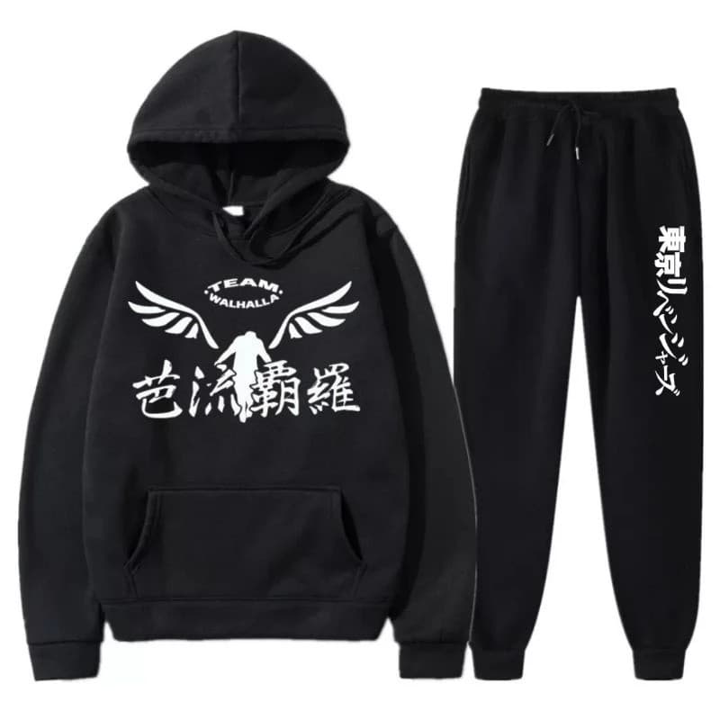 Conjunto Moletom Masculino Valhalla Blusa De Frio Canguru Bolso e Capuz + Calça Moletom Estampados Outono/Inverno