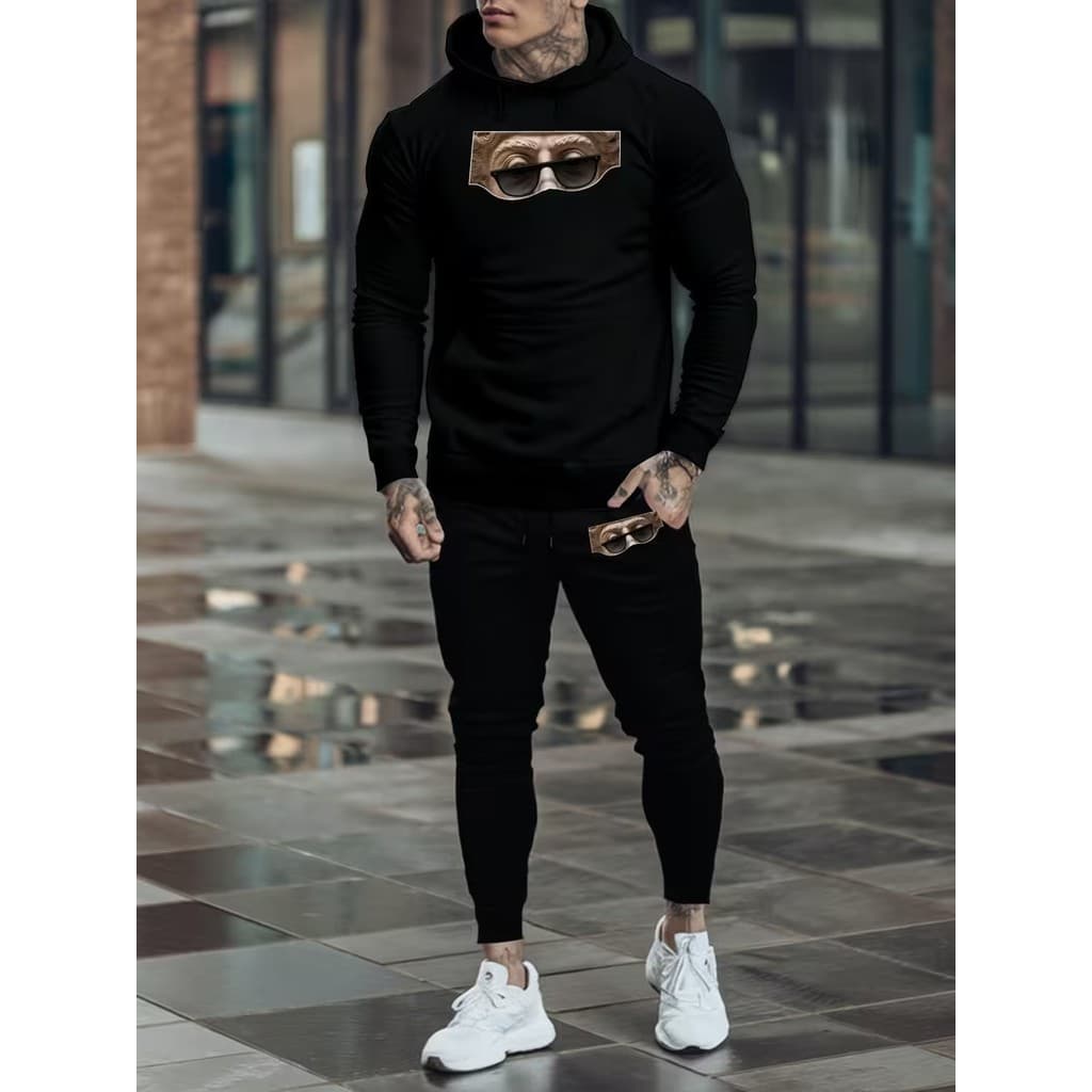 Conjunto Moletom Canguru Masculino De Olho Blusa De Frio + Calça Moletom Estampados Unissex Outono/Inverno