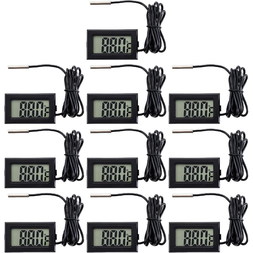 10 Termômetros Digitais LCD, Termômetros Digitais LCD para Refrigerador, Medidores de Temperatura da Água, com Sondas, e