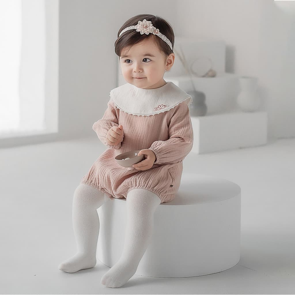 Coreia do sul importado bebê menina macacão de uma peça bebê menina cem dias de idade vestido do bebê crianças roupas