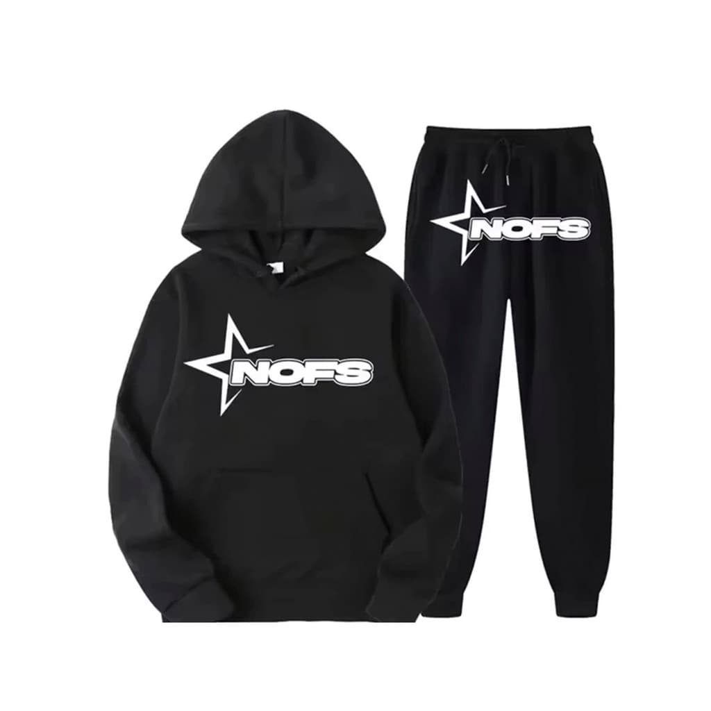 Conjunto Moletom Canguru Masculino Nofs Blusa De Frio + Calça Moletom Estampados Unissex Outono/Inverno