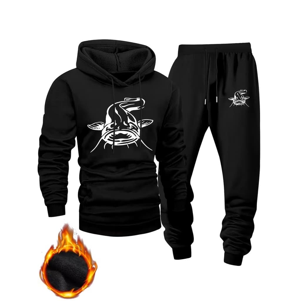 Conjunto Moletom Canguru Masculino Bagre Blusa De Frio + Calça Moletom Estampados Unissex Outono/Inverno