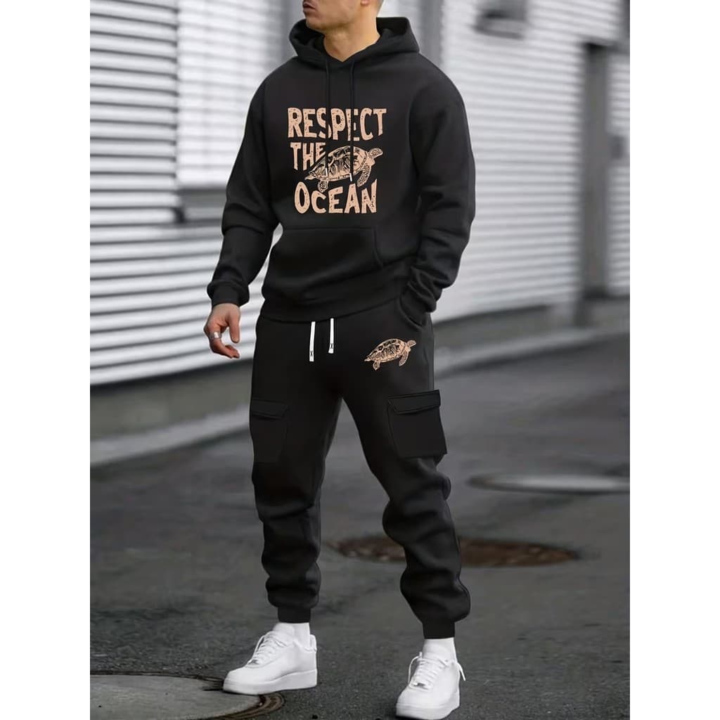 Conjunto Moletom Canguru Masculino Respect Blusa De Frio + Calça Moletom Estampados Unissex Outono/Inverno