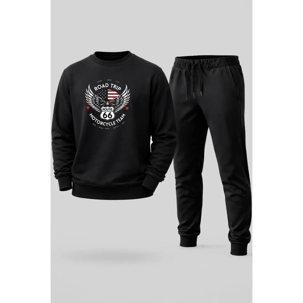Conjunto Moletom Careca Masculino Motorcycle Team Blusa De Frio + Calça Moletom Estampados Unissex Outono/Inverno