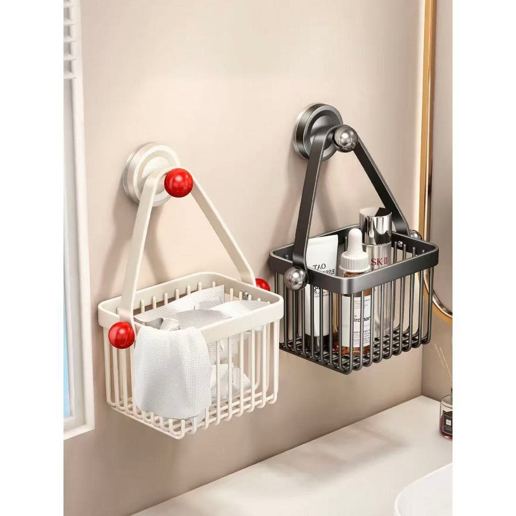 Kit 2 Cesta Organizadora de Parede com Ventosa sem Furo  – Suporte Multiuso Cozinha Banheiro