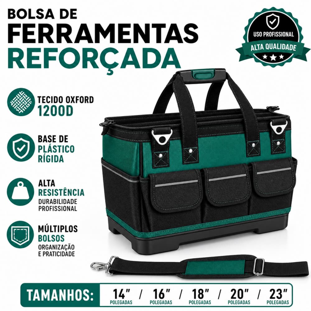 Bolsa mala para Ferramentas Reforçada lona  Base Borracha marcenaria e Pedreiro Eletricista acessórios Caixa