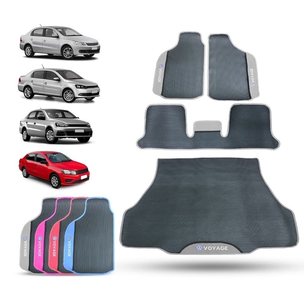Tapete de Carro Voyage G5/G8 Personalizado com Porta Malas Tapete Automotivo Borracha Impermeável