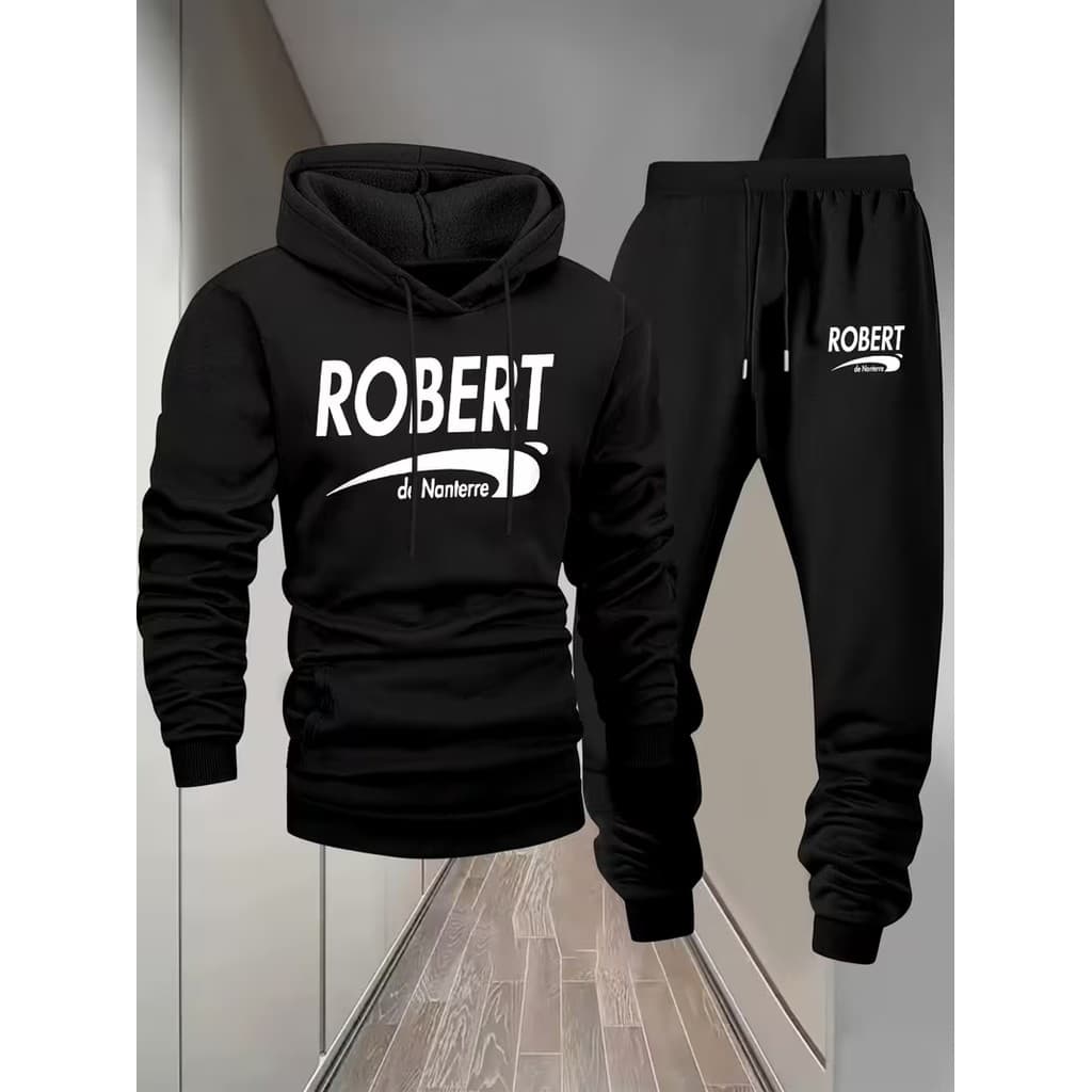 Conjunto Moletom Canguru Masculino Robert Blusa De Frio + Calça Moletom Estampados Unissex Outono/Inverno