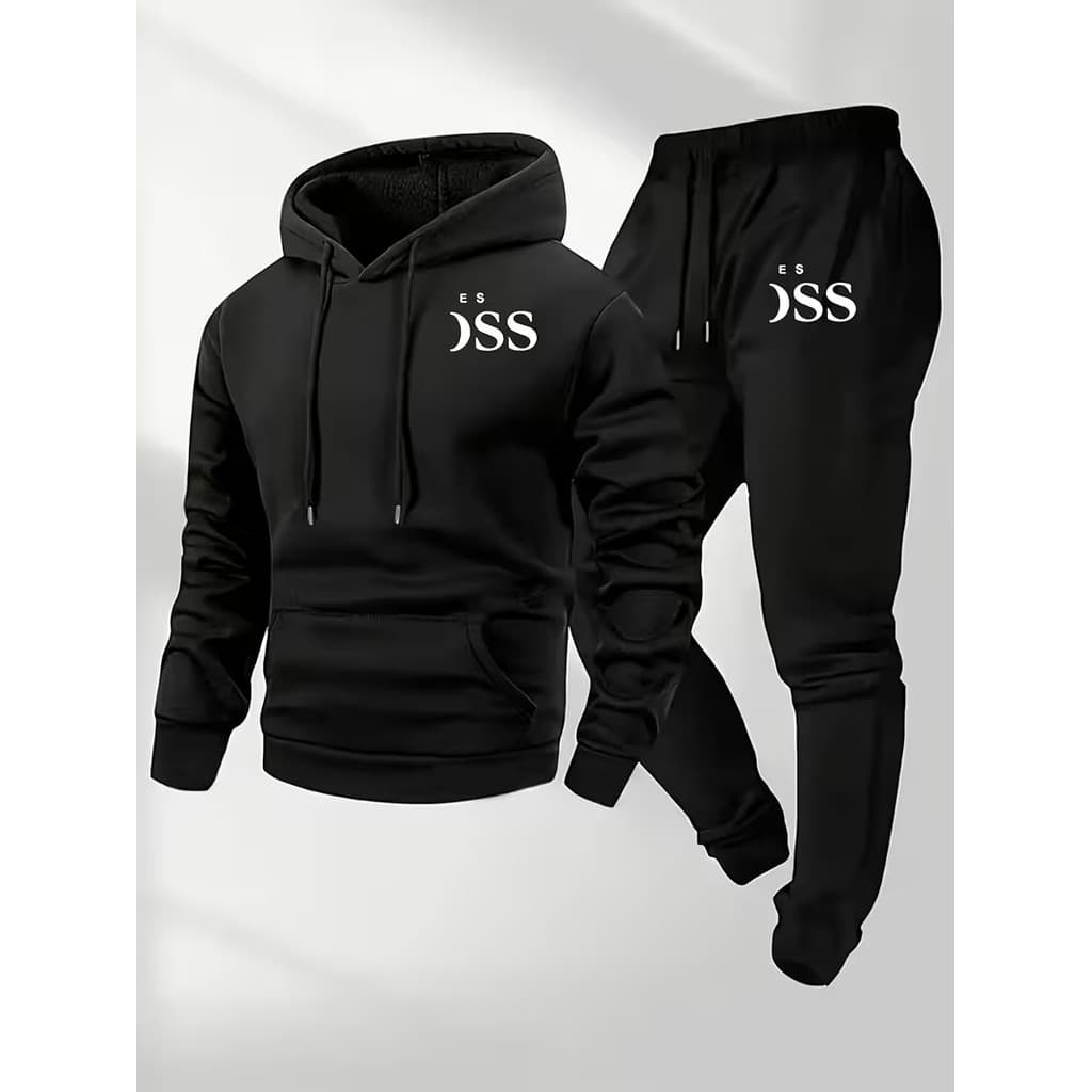 Conjunto Moletom Masculino Dark SS Blusa De Frio Canguru Bolso e Capuz + Calça Moletom Estampados Unissex Outono/Inverno