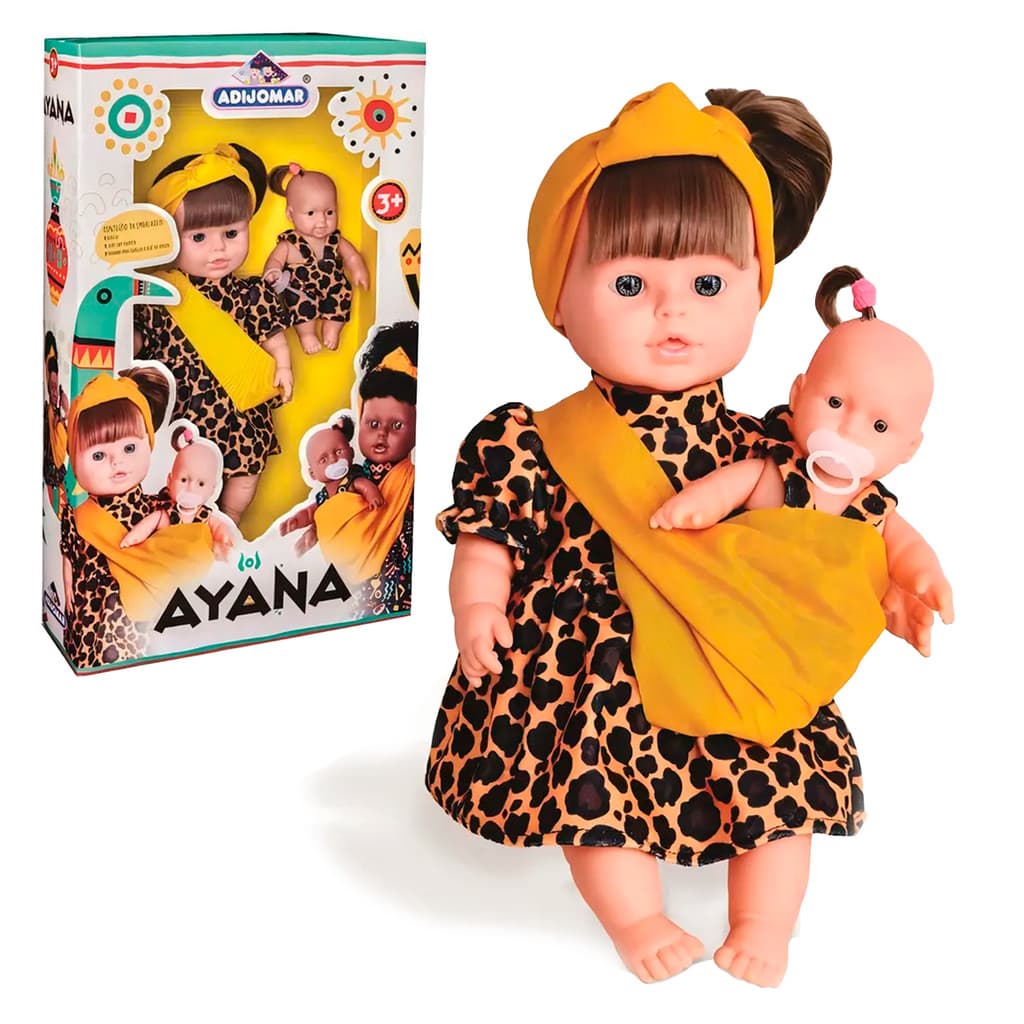 Boneca Ayana Mãe E Filha 36cm Brinquedo Articulada Em Vinil Infantil Para Meninas - Adijomar