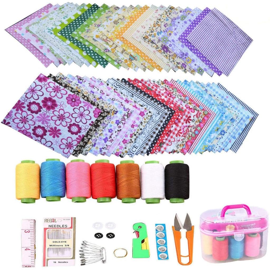 50 Peças de Tecido para Artesanato 4" x 4", Kit de Patchwork, Quadrados de Tecido Pré-Cortados para Quilting, Pacotes de