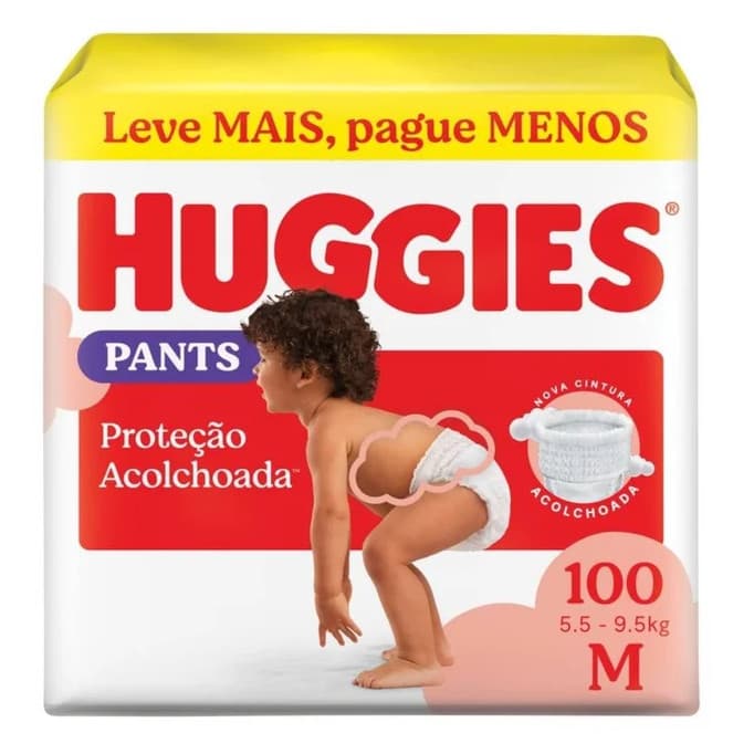 Fralda Huggies Proteção Acolchoada Pants Max M 100 Unidades
